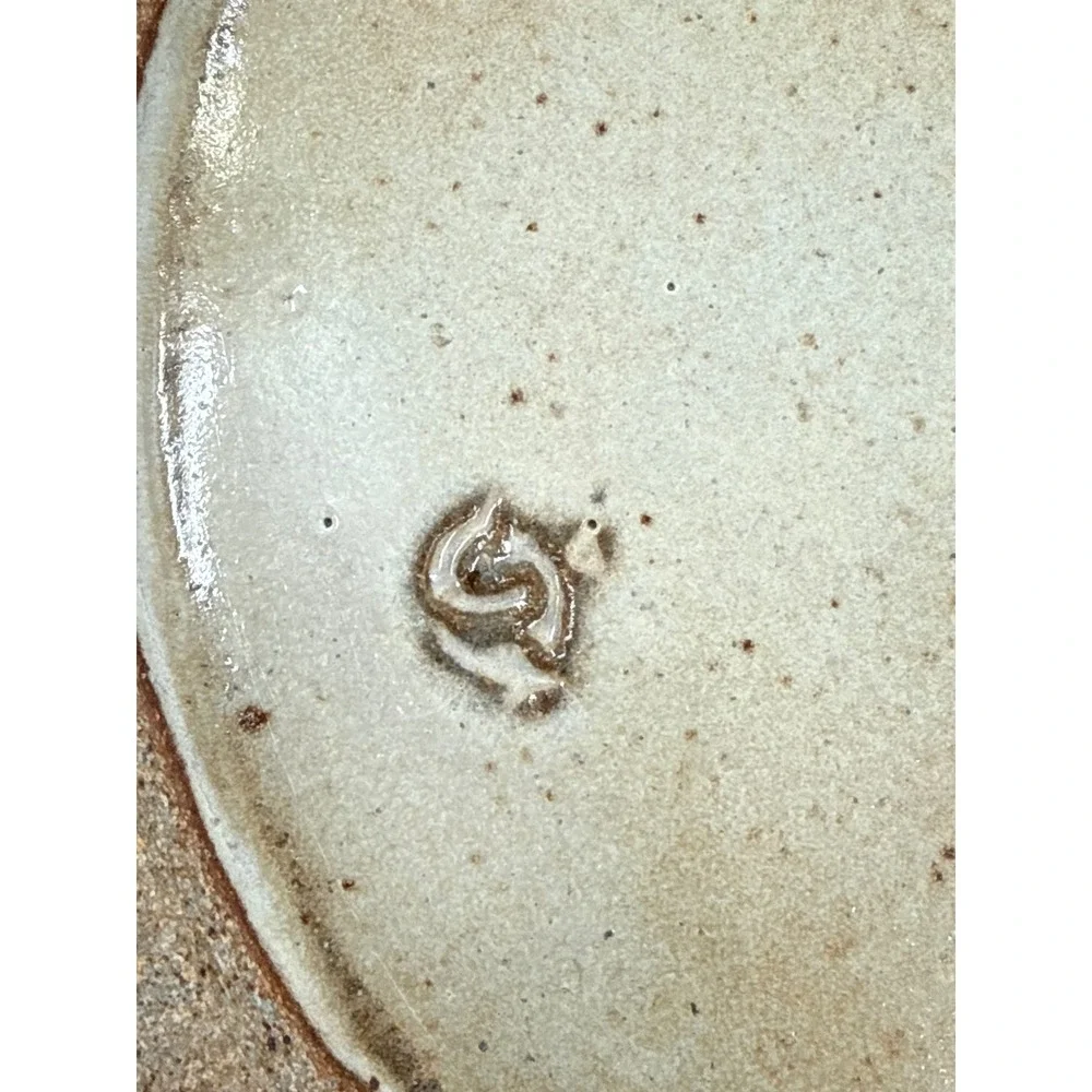 Studio Pottery Abstract Glaze‎ Jagged Rim Platter Signed Artisan Serving Tray